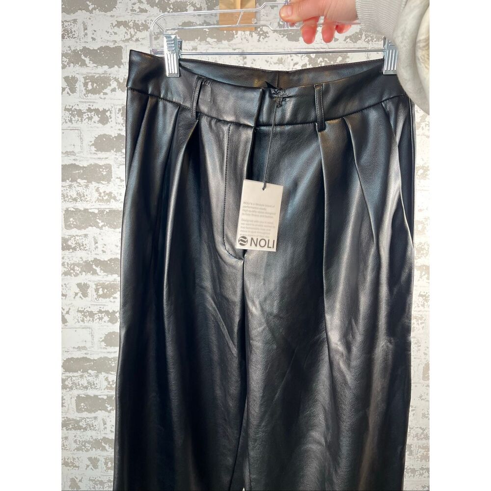Noli | women NWT faux leather wide leg black dress pants